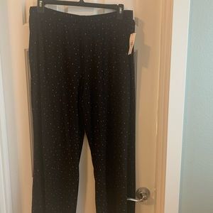 Cabi Impetuous Crop Happy Dot pant, Size XL NWT Black and pink